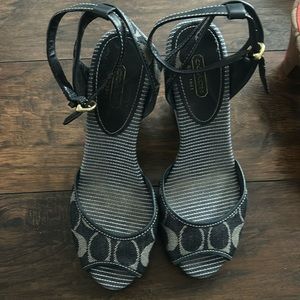 Classic Coach wedge sandal. Size 7..5. Leather straps. 3 inch high.